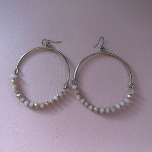 Perfect Holiday Gift Elegant Gold and Pink Bead Hoop Earrings